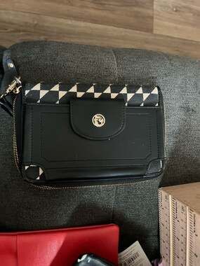 Spartina 449 Kiawah Pattern Natural Linen & Leather Multi Phone Holder Wallet Wr